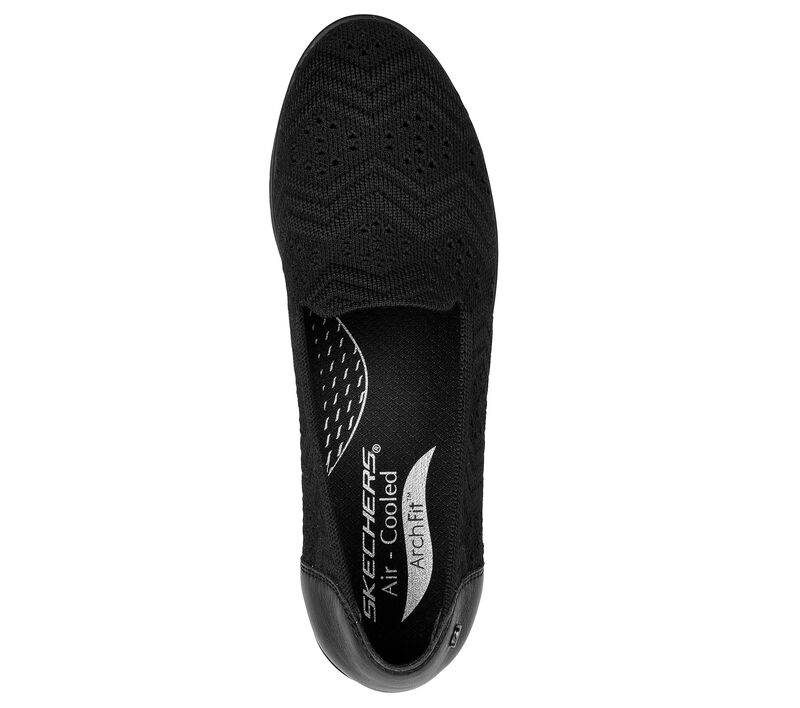 Dámské Baleríny Skechers Arch Fit Cleo Klínku Černé | CZ.158491BBK