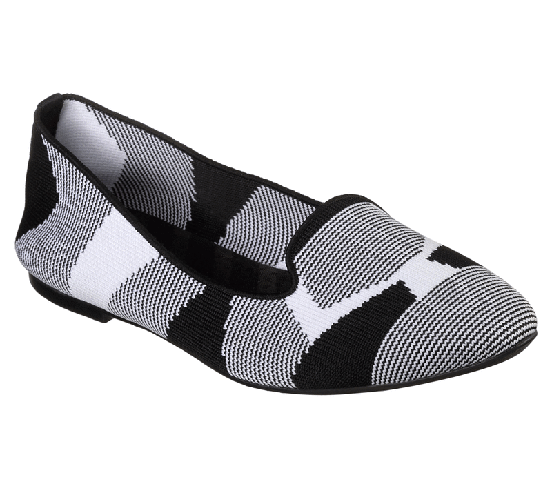 Dámské Baleríny Skechers Cleo - Sherlock Černé Bílé | CZ.44731BKW