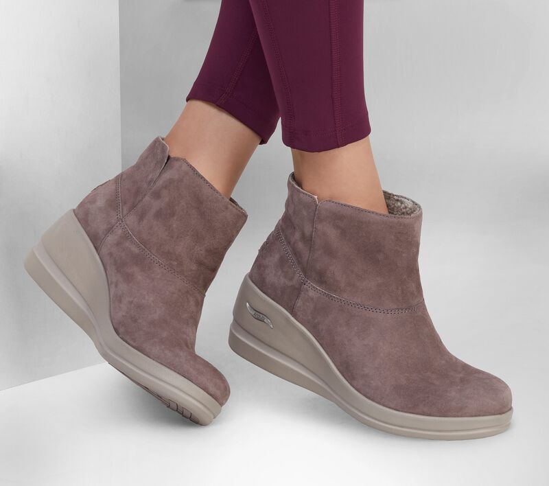 Dámské Boty Na Klínku Skechers Arch Fit Rise - Posh Tmavě Šedé Hnědé | CZ.144471CZ.P