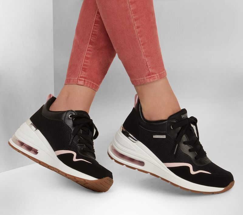 Dámské Boty Na Klínku Skechers Million Air - Air-Ess Černé | CZ.155397BLK