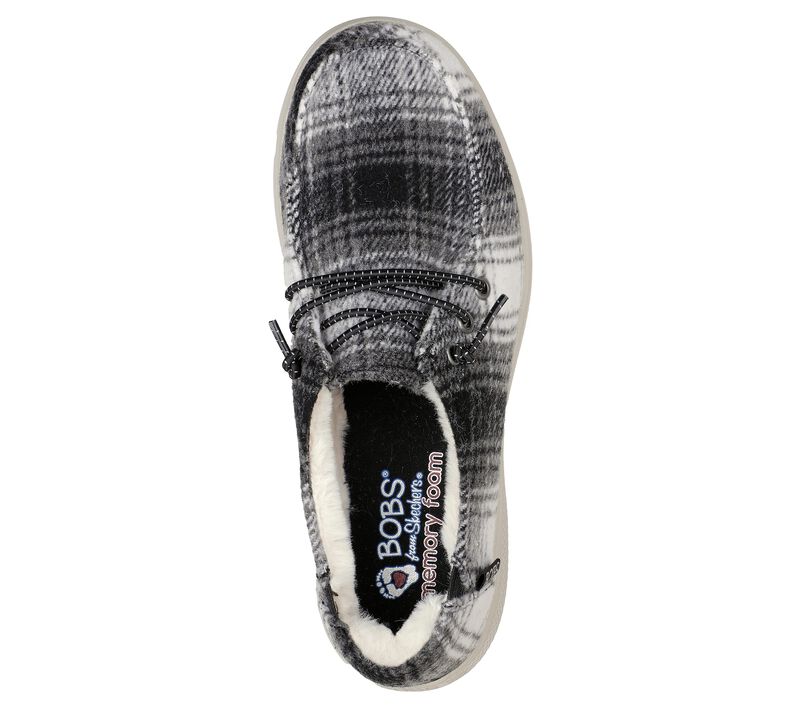 Dámské Boty Sebago Skechers BOBS Skipper - Plaid Pretender Černé Bílé | CZ.113460BKW