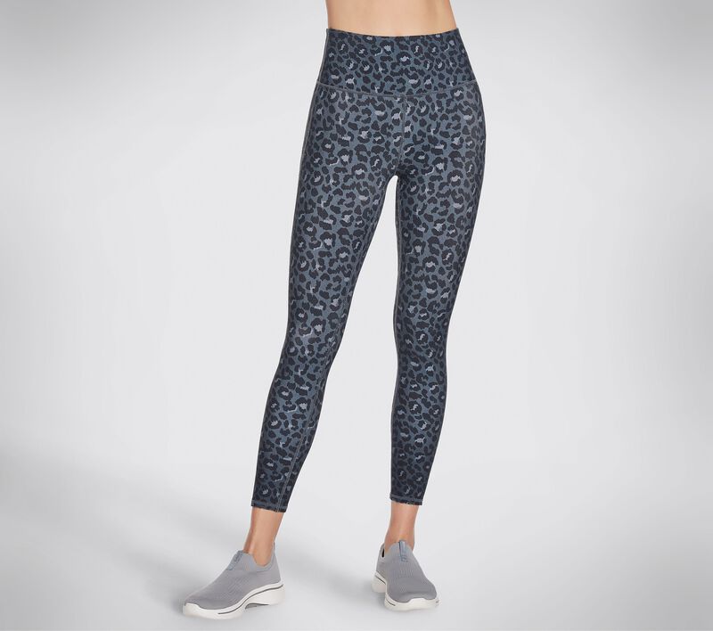 Dámské Kalhoty Skechers GO WALK Midnight Leopard 7/8 HW Legging Černé Tmavě Blankyt | CZ.W3LG161BKNV