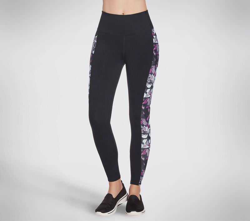 Dámské Kalhoty Skechers GO WALK Orchid Bloom HW Legging Černé Viacfarebný | CZ.W3LG166BKMT