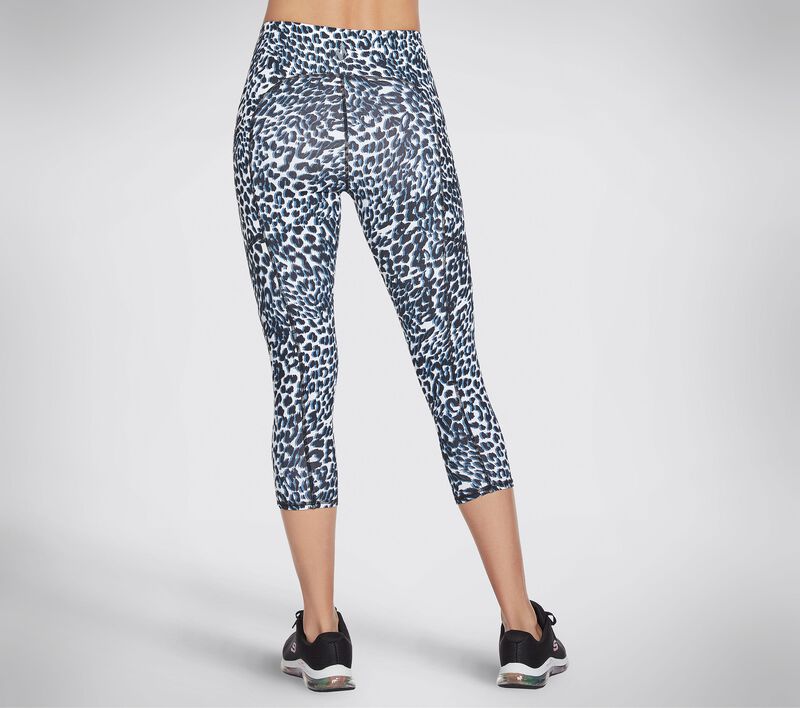 Dámské Kalhoty Skechers GO WALK White Leopard HW Midcalf Legging Černé Blankyt | CZ.W3LG163WBKB