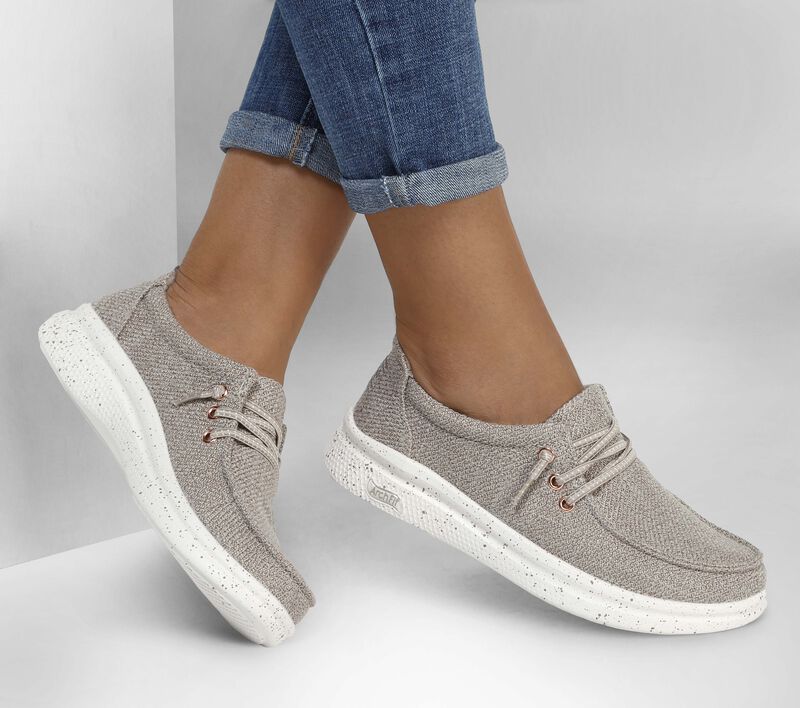 Dámské Ležérní Tenisky Skechers BOBS Arch Fit Skipper - Eazy Flow Šedé Hnědé | CZ.114285TPE