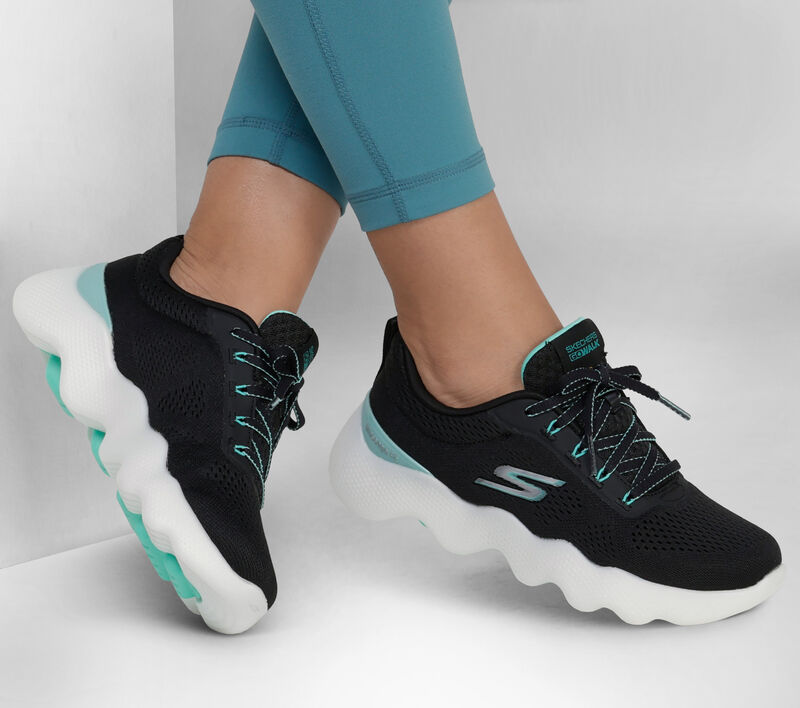 Dámské Ležérní Tenisky Skechers GO WALK Massage Fit Černé Tyrkysové | CZ.124903BKTQ