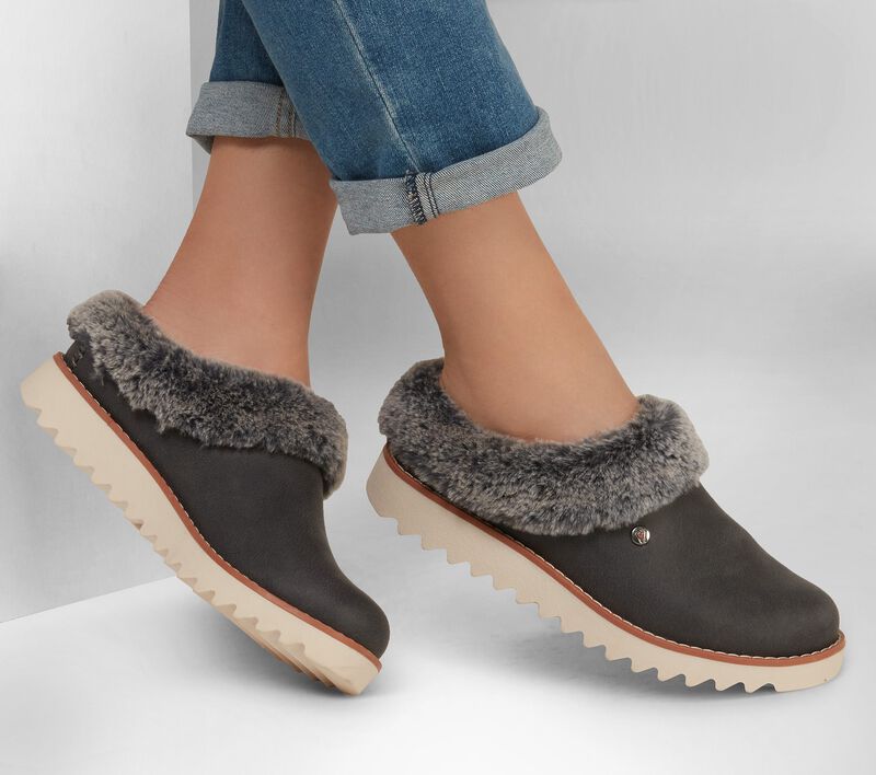 Dámské Pantofle Skechers BOBS Mountain Kiss - Zimní Rock Šedé | CZ.113423CCL