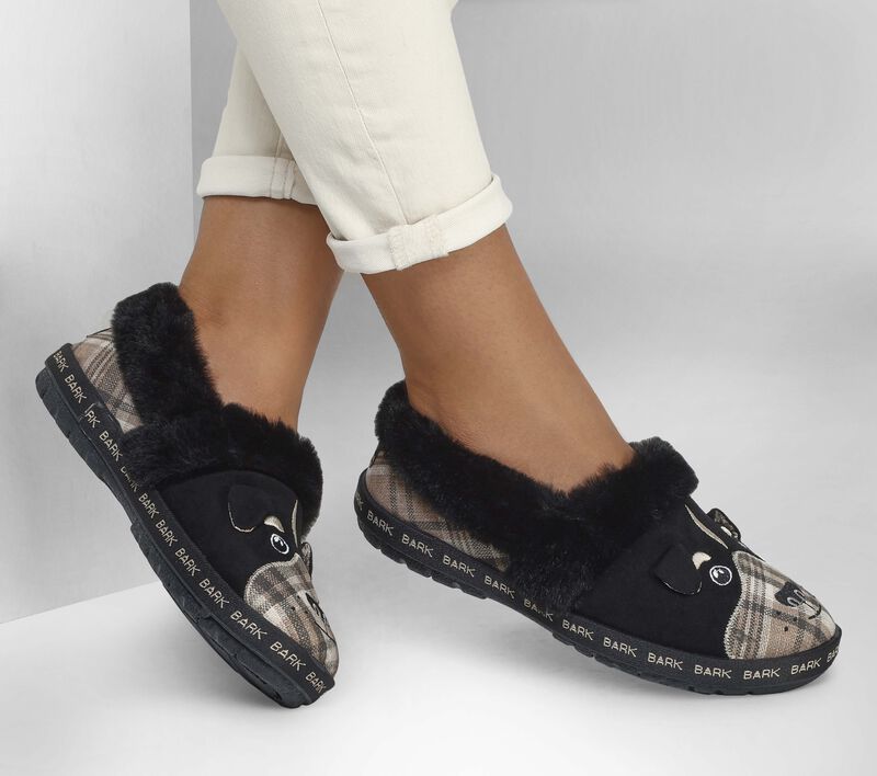 Dámské Pantofle Skechers BOBS Too Cozy - Ruff Time Černé Viacfarebný | CZ.113694BKMT