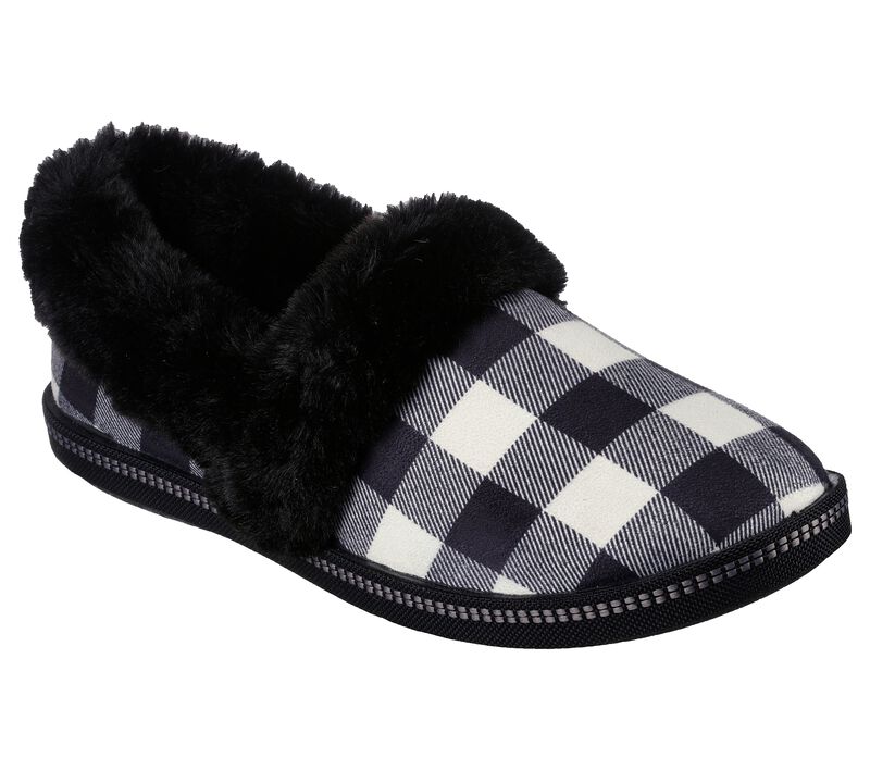 Dámské Pantofle Skechers Cozy Campfire - Check Mate Černé Bílé | CZ.167628BKW