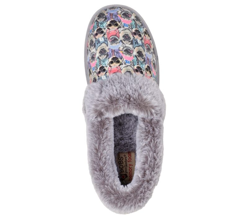 Dámské Pantofle Skechers Doug the Pug: BOBS Too Cozy - Pug Hug Šedé Viacfarebný | CZ.113813GYMT