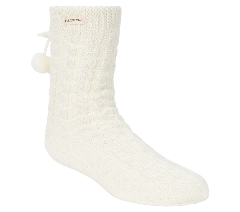 Dámské Ponožky Skechers Fleece Podšité GO LOUNGE Crew Sock - 2 Pack Bílé | CZ.Z117267OFWT