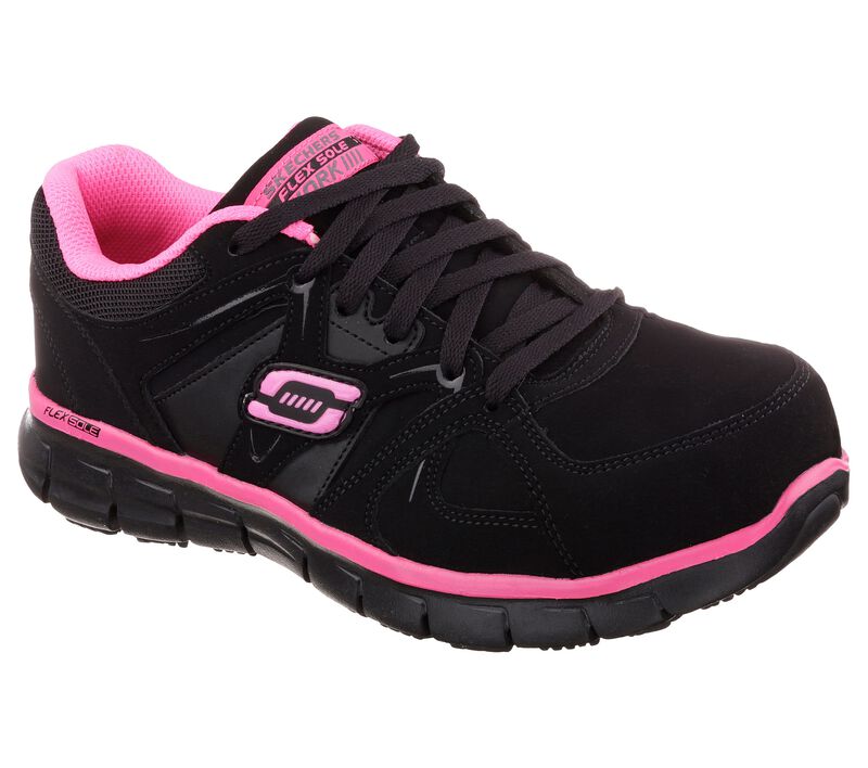 Dámské Pracovní Obuv Skechers Pracovní: Synergy - Sandlot Alloy Špicí Černé Růžové | CZ.76553BKPK