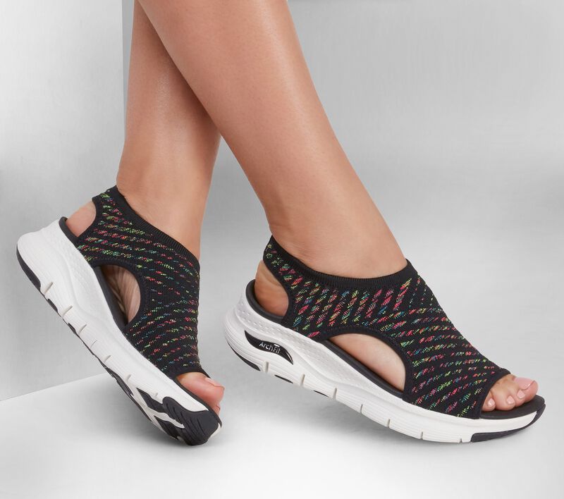 Dámské Sandály Skechers Arch Fit - Catchy Wave Černé Viacfarebný | CZ.119375BKMT