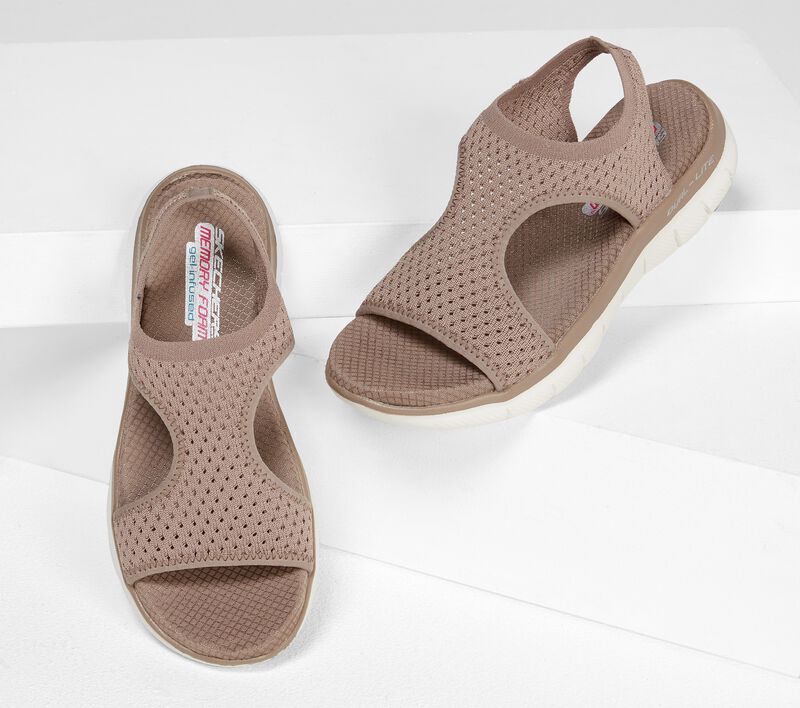 Dámské Sandály Skechers Flex Appeal 2.0 - Deja Vu Šedé Hnědé | CZ.31674TPE