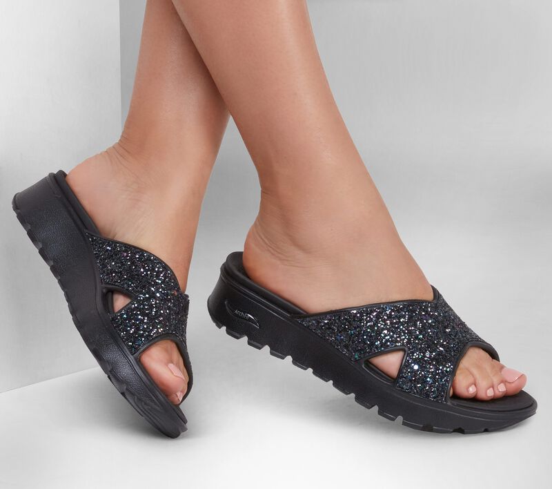 Dámské Sandály Skechers Foamies: Arch Fit Footsteps - Dazzled Girl Černé | CZ.111377BLK