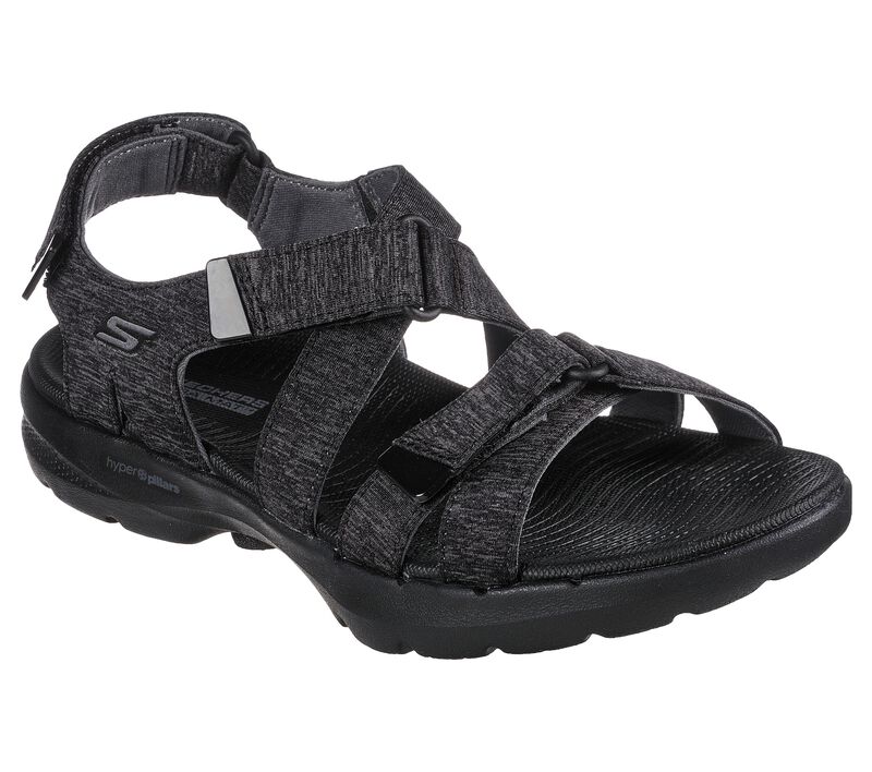 Dámské Sandály Skechers GO WALK 6 Sandal - Limitless Černé Šedé | CZ.140650BKGY