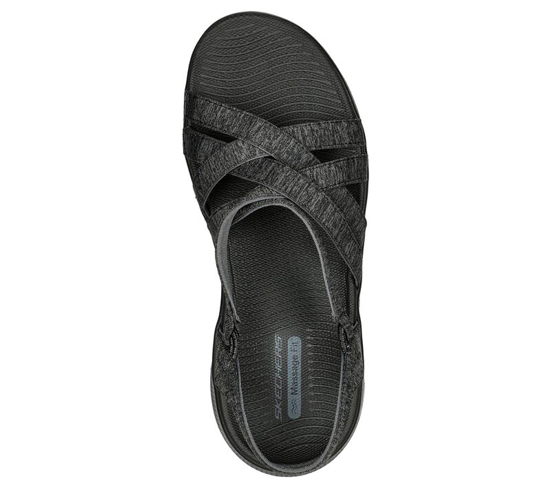 Dámské Sandály Skechers GO WALK Massage Fit - Sweet Luxury Černé Šedé | CZ.140652BKGY