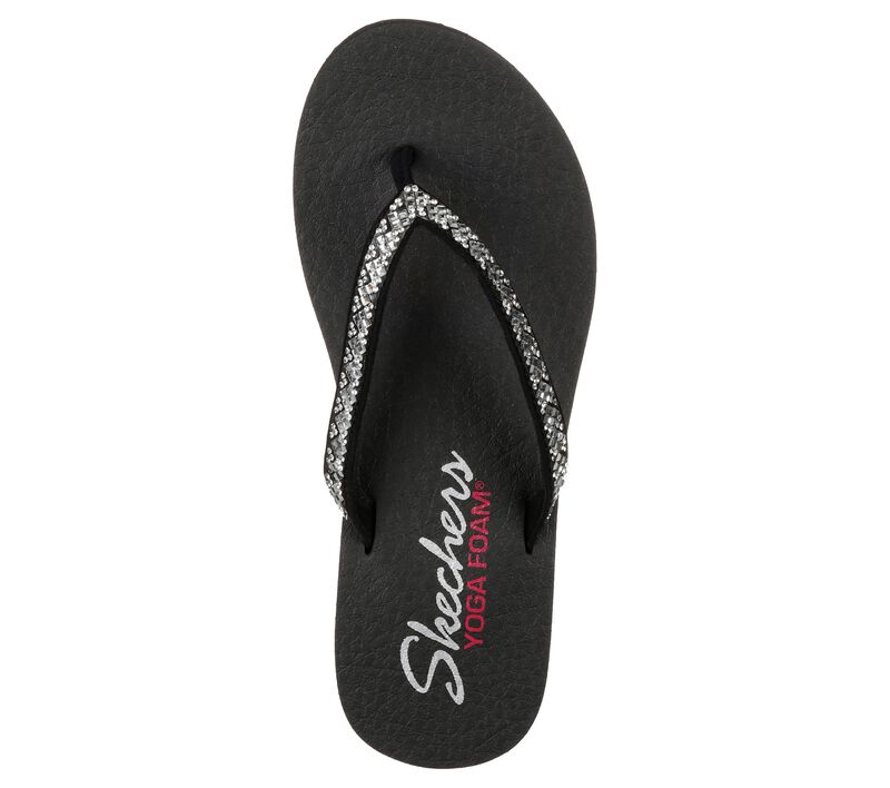 Dámské Sandály Skechers Meditation - Perfect 10 Černé Stříbrné | CZ.31756BKSL