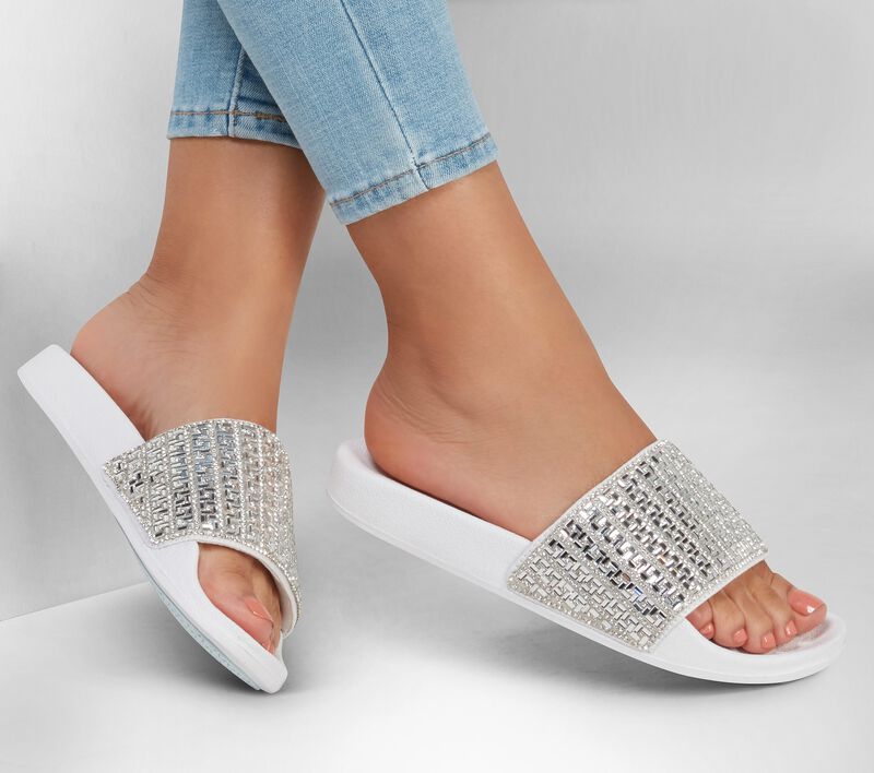 Dámské Sandály Skechers Pop Ups - New Spark Bílé | CZ.119320WHT