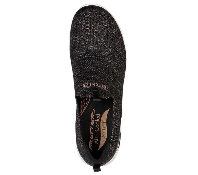 Dámské Slip On Skechers Arch Fit Refine - Showcase Černé Růžové Zlaté | CZ.104276BKRG