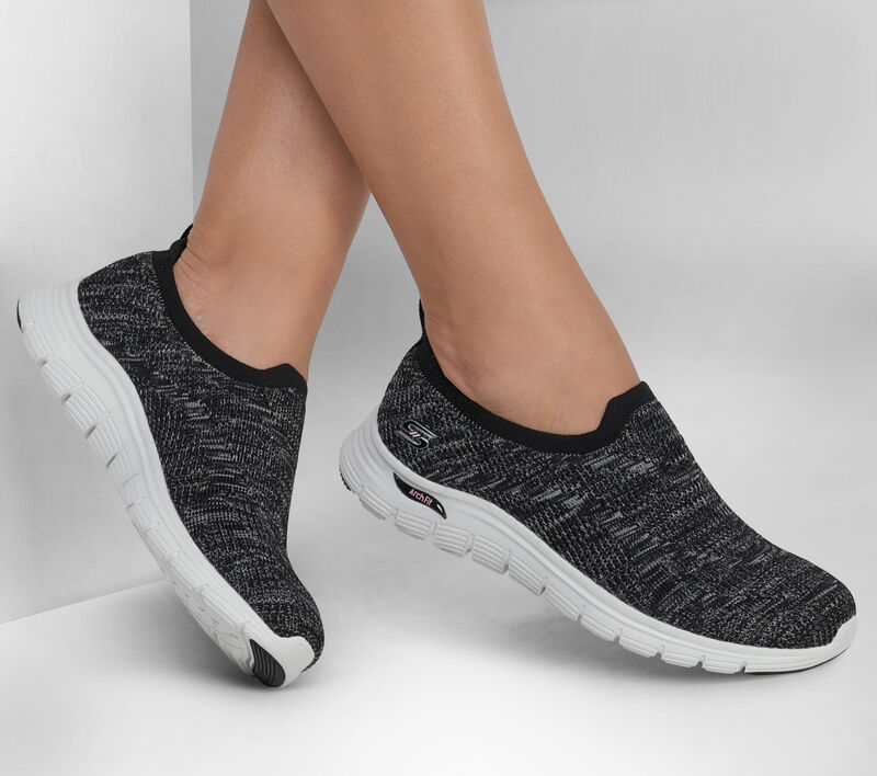 Dámské Slip On Skechers Arch Fit Vista - Inspiration Černé Růžové | CZ.104371BKPK