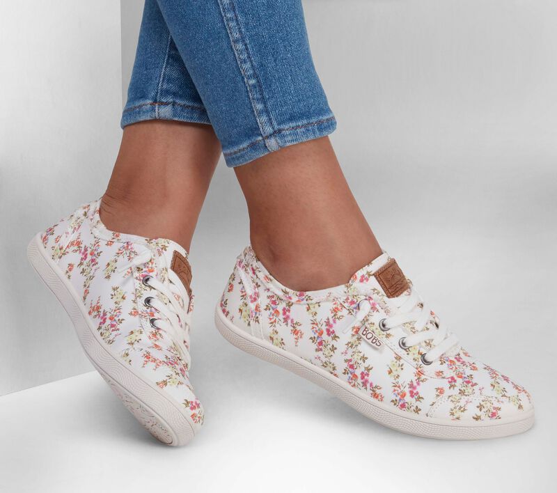 Dámské Slip On Skechers BOBS B Cute - Floral Kiss Bílé Viacfarebný | CZ.113849WMLT