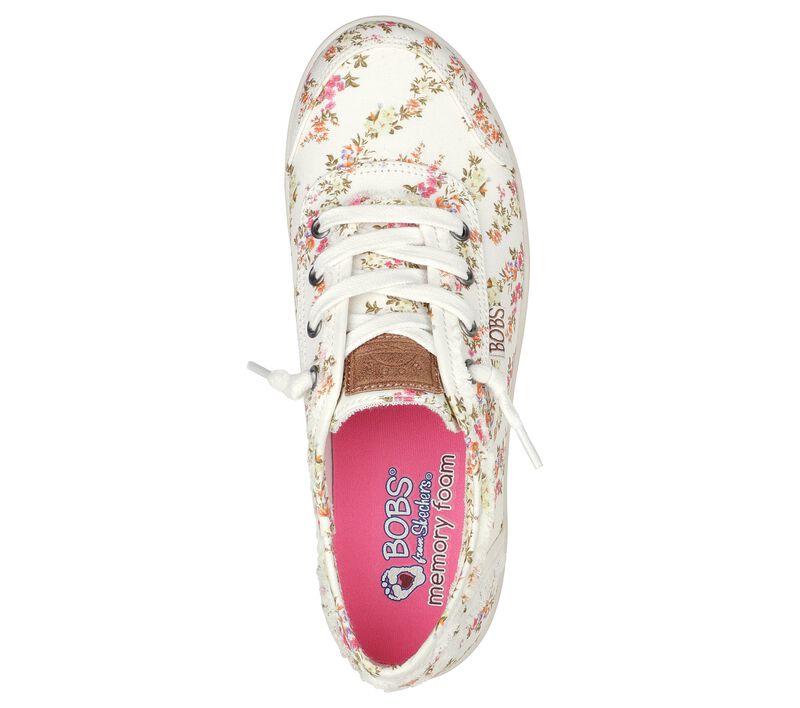 Dámské Slip On Skechers BOBS B Cute - Floral Kiss Bílé Viacfarebný | CZ.113849WMLT