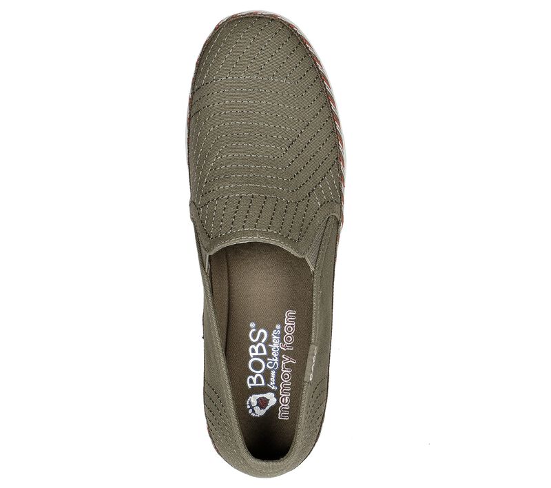 Dámské Slip On Skechers BOBS Flexpadrille 3.0 - Geo Nomics Olivy Zelené | CZ.113240OLV