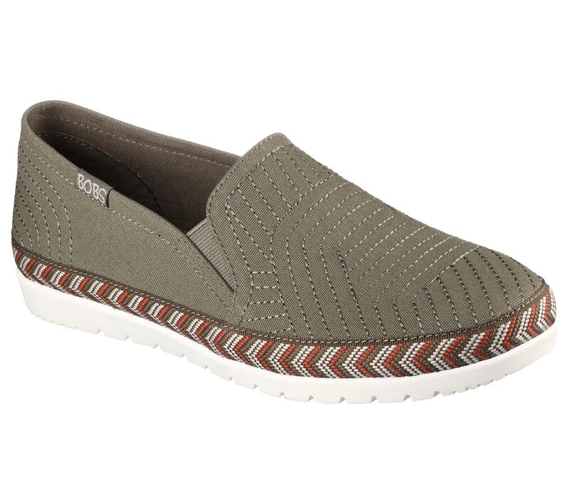 Dámské Slip On Skechers BOBS Flexpadrille 3.0 - Geo Nomics Olivy Zelené | CZ.113240OLV