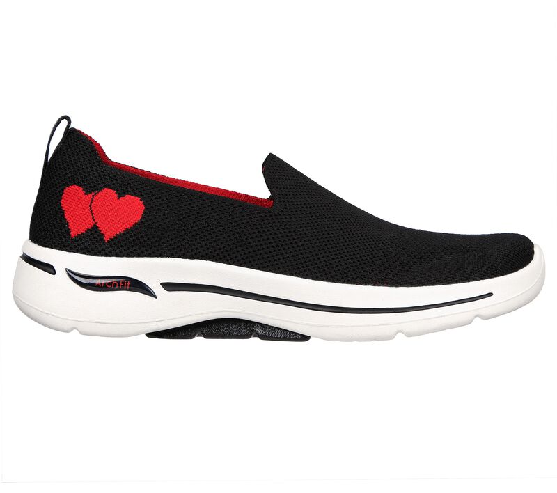 Dámské Slip On Skechers GO WALK Arch Fit - Lovely Heart Černé | CZ.124854BLK