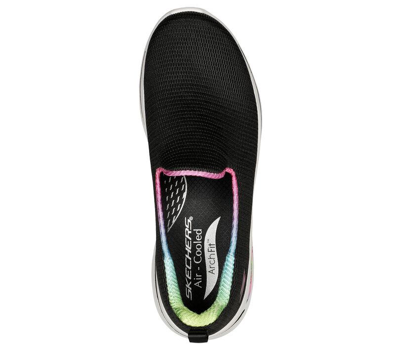 Dámské Slip On Skechers GO WALK Arch Fit - Wild Energy Černé Růžové | CZ.124867BKHP