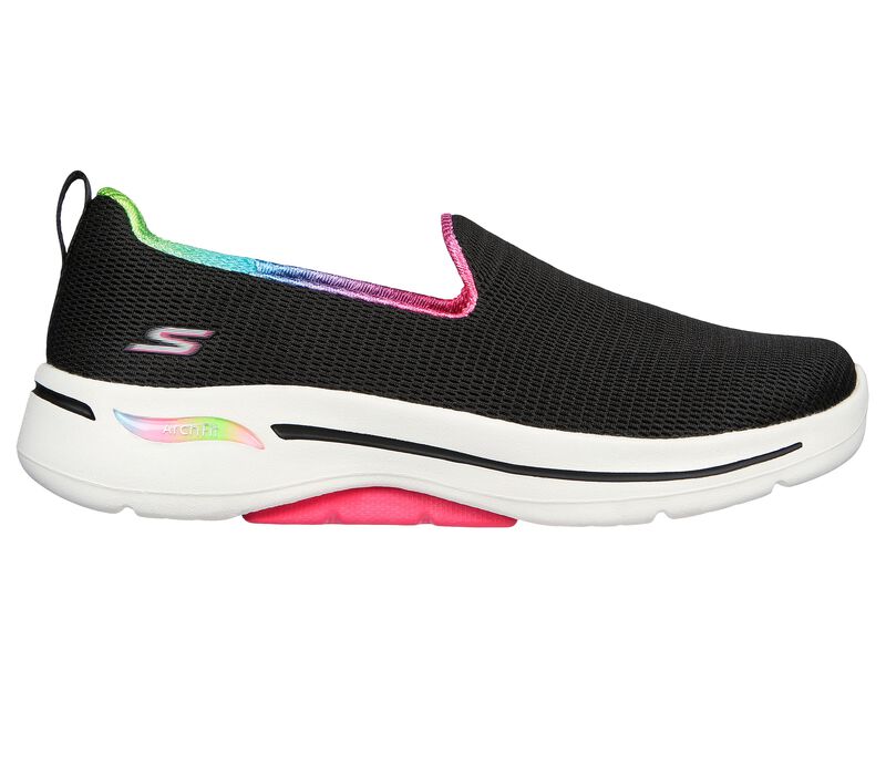 Dámské Slip On Skechers GO WALK Arch Fit - Wild Energy Černé Růžové | CZ.124867BKHP