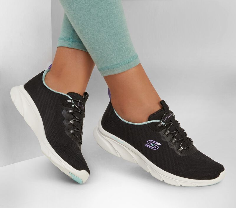 Dámské Slip On Skechers Relaxed Fit: D'Lux Pohodlí - Easy Street Černé Bílé | CZ.104340BKW