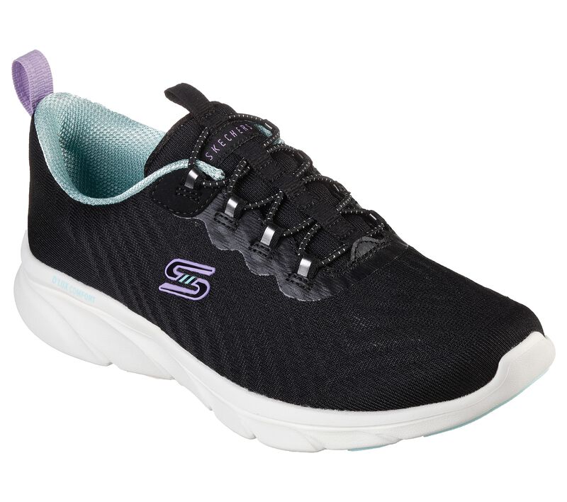 Dámské Slip On Skechers Relaxed Fit: D\'Lux Pohodlí - Easy Street Černé Bílé | CZ.104340BKW