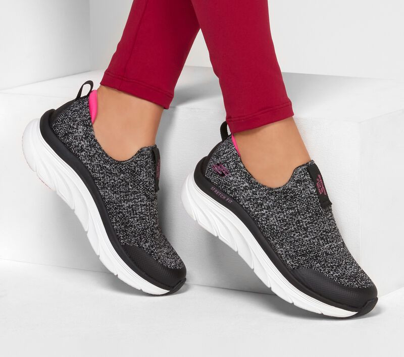 Dámské Slip On Skechers Relaxed Fit: D'Lux Walker - Quick Upgrade Černé Růžové | CZ.149128BKPK