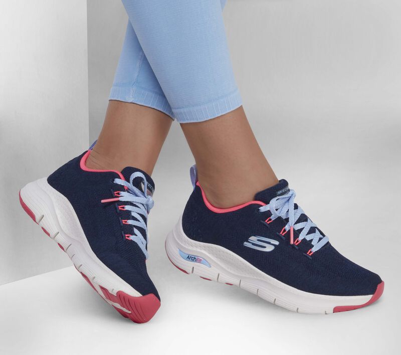 Dámské Sportovní Tenisky Skechers Arch Fit - Comfy Wave Tmavě Blankyt Růžové | CZ.149414NVHP