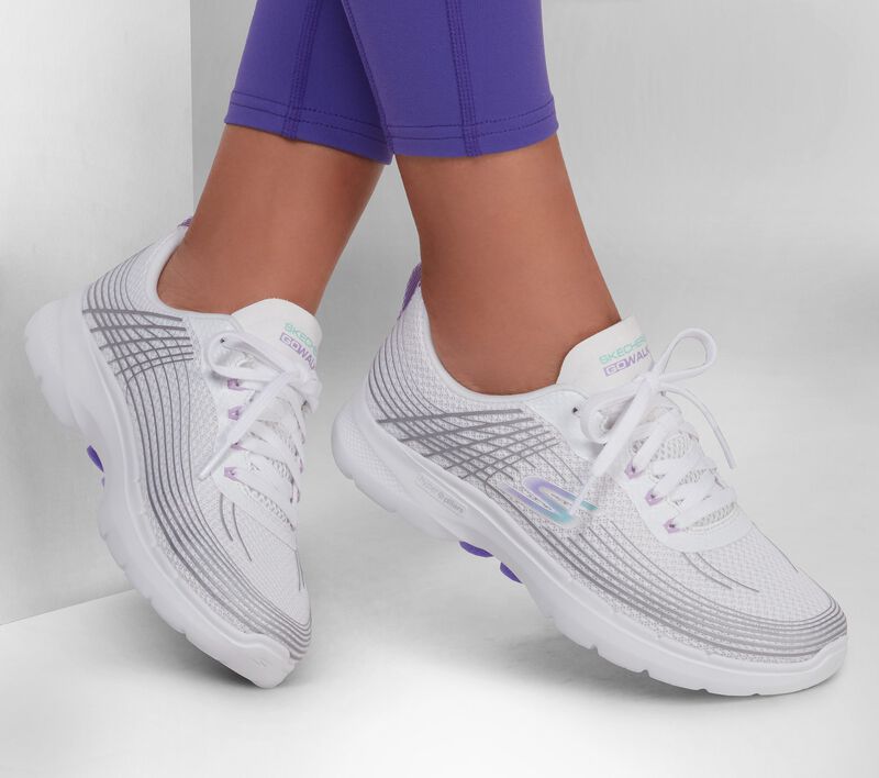 Dámské Sportovní Tenisky Skechers GO WALK 6 - Stunning Glow Bílé Viacfarebný | CZ.124554WMLT