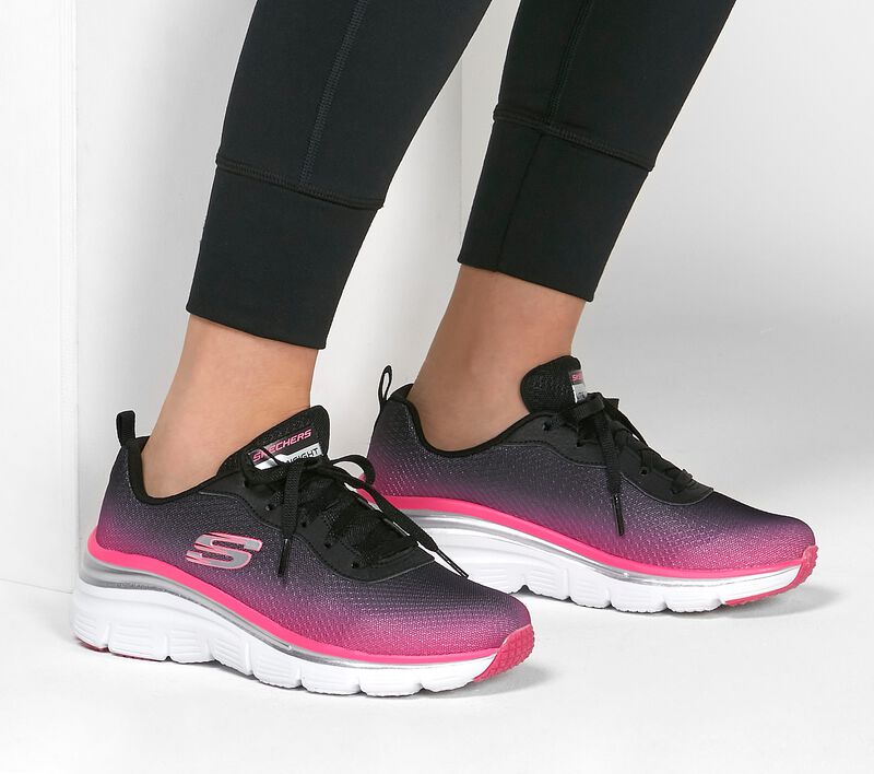 Dámské Sportovní Tenisky Skechers Módní Fit - Build Up Černé Růžové | CZ.12717BKHP