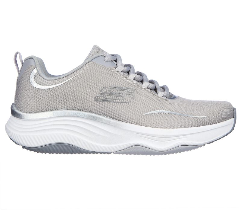 Dámské Sportovní Tenisky Skechers Relaxed Fit: D'Lux Fitness - Pure Glam Šedé Stříbrné | CZ.149837GYSL