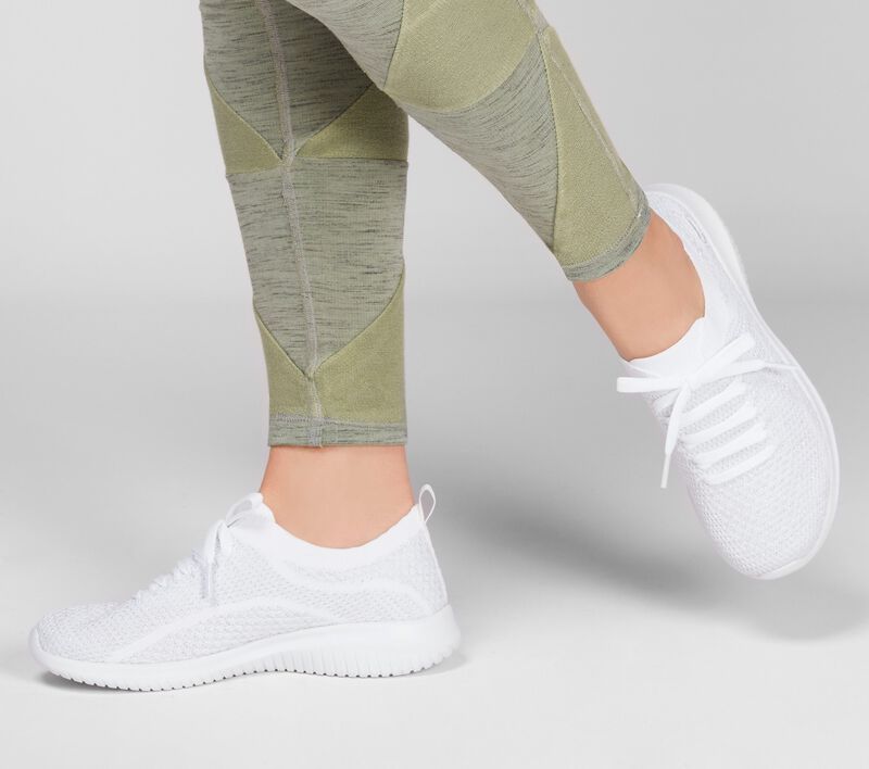 Dámské Sportovní Tenisky Skechers Ultra Flex - Salutations Bílé Stříbrné | CZ.12843WSL