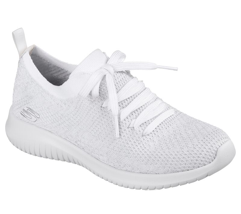 Dámské Sportovní Tenisky Skechers Ultra Flex - Salutations Bílé Stříbrné | CZ.12843WSL