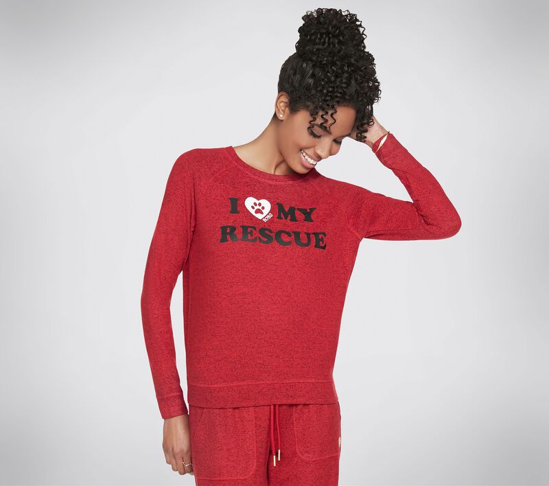 Dámské Topy Skechers BOBS Apparel Rescue Cozy Pullover Shirt Červené Šedé | CZ.BW4LT57RDCC