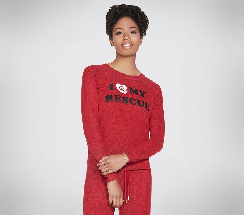 Dámské Topy Skechers BOBS Apparel Rescue Cozy Pullover Shirt Červené Šedé | CZ.BW4LT57RDCC