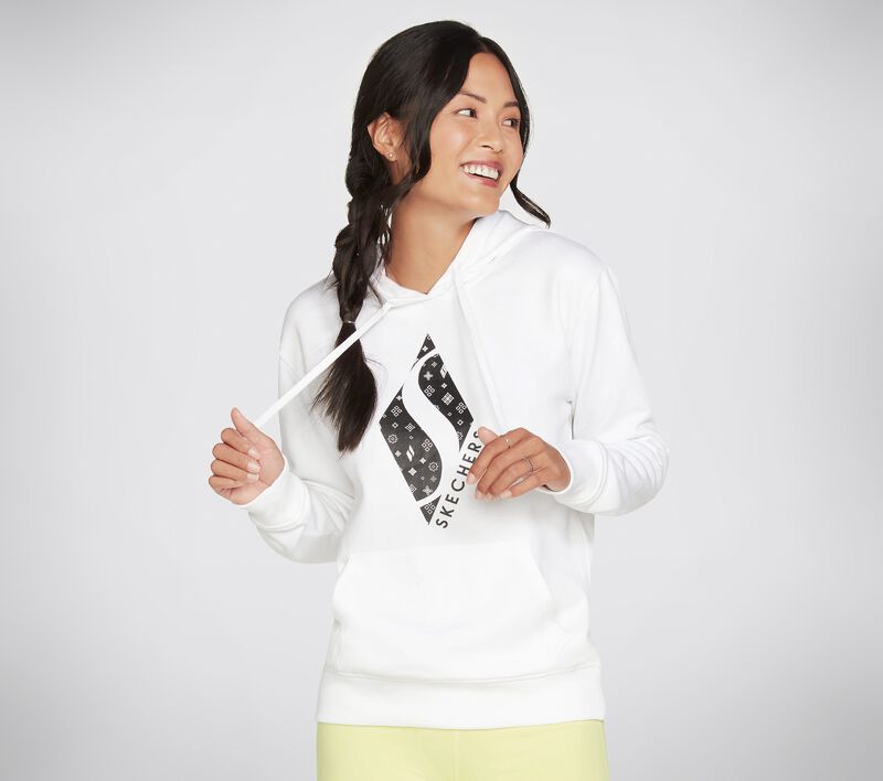 Dámské Topy Skechers Diamond Status Pullover Hoodie Bílé | CZ.WHD67WHT