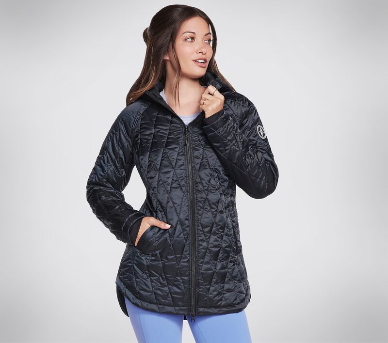 Dámské Topy Skechers GOWALK Diamond Quilt Jacket Černé | CZ.WJA278BLK