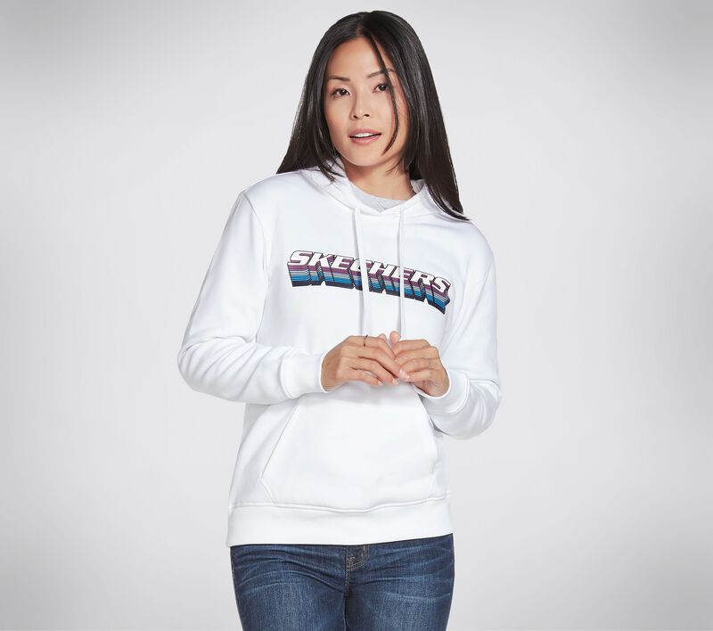 Dámské Topy Skechers GO LOUNGE Stack Logo Pullover Hoodie Bílé | CZ.WHD61WHT