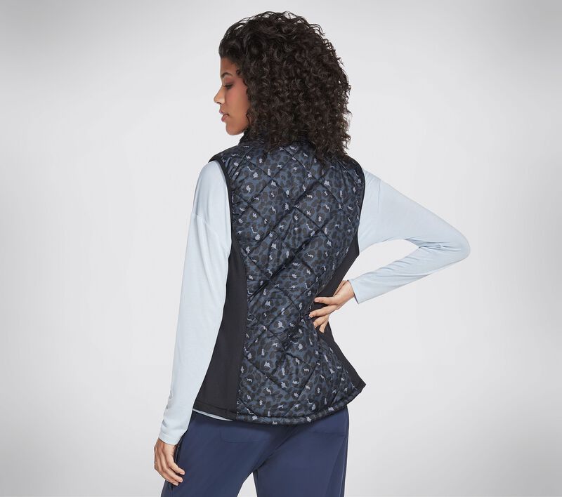 Dámské Topy Skechers GO WALK Wear Midnight Puffer Vest Černé Tmavě Blankyt | CZ.W3JA242BKNV