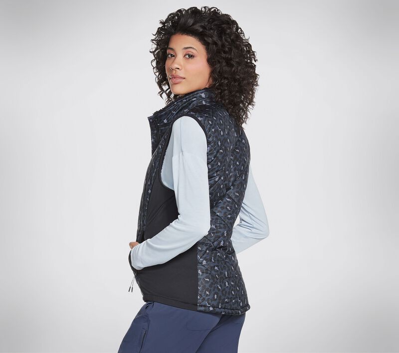 Dámské Topy Skechers GO WALK Wear Midnight Puffer Vest Černé Tmavě Blankyt | CZ.W3JA242BKNV