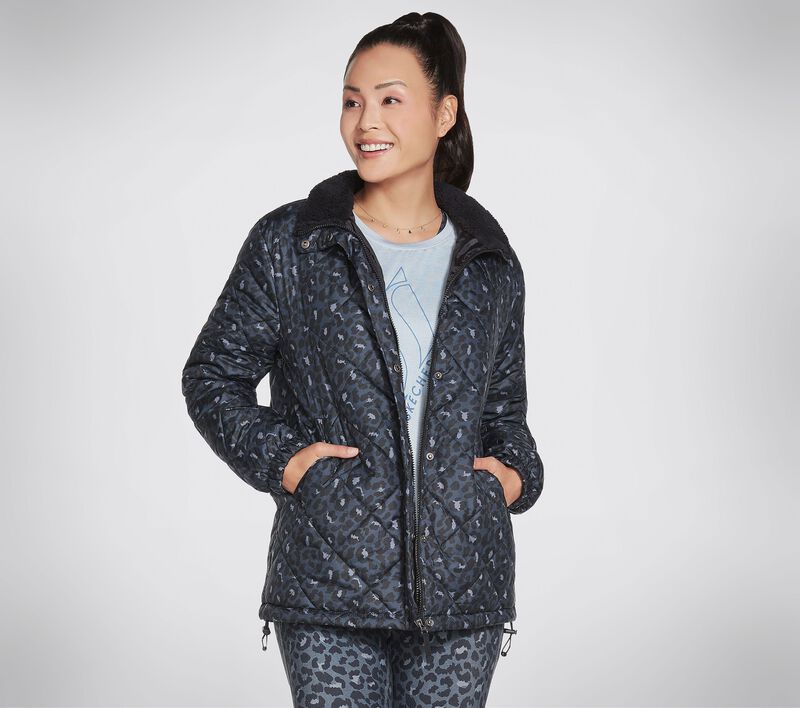 Dámské Topy Skechers GOwalk Midnight Puffer Jacket Černé Tmavě Blankyt | CZ.W3JA251BKNV