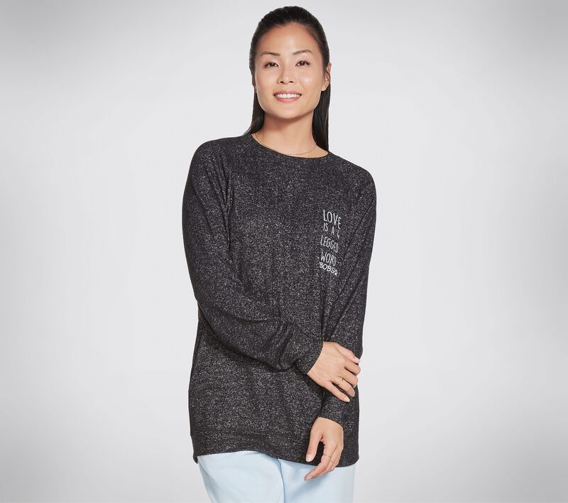 Dámské Topy Skechers Love Is Oversized Cozy Pullover Shirt Černé Šedé | CZ.BW3LT84BKCC